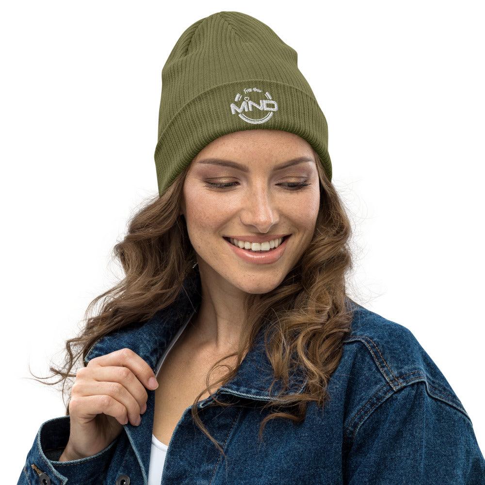 Organic ribbed free your mind beanie