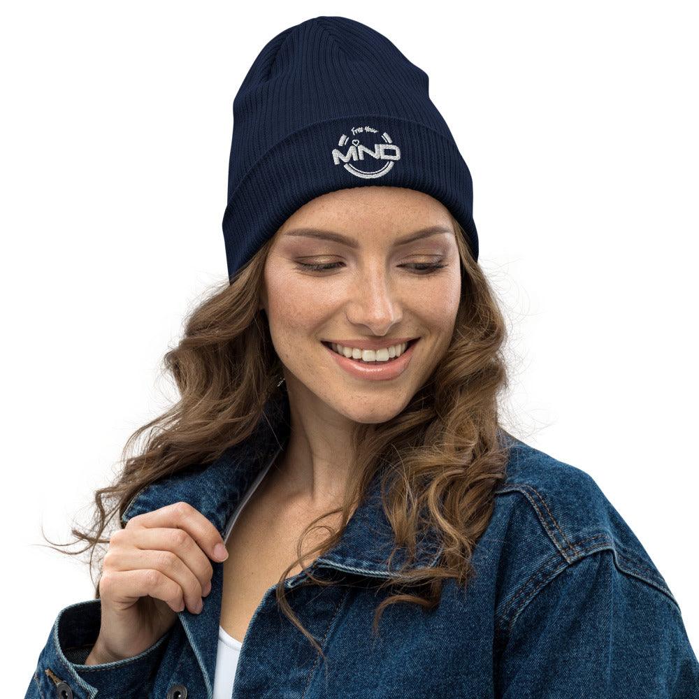 Organic ribbed free your mind beanie