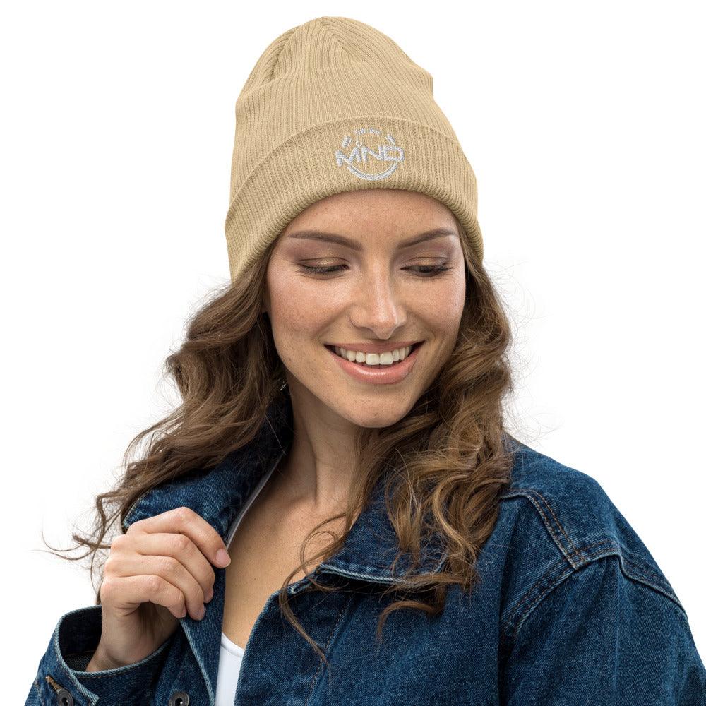 Organic ribbed free your mind beanie