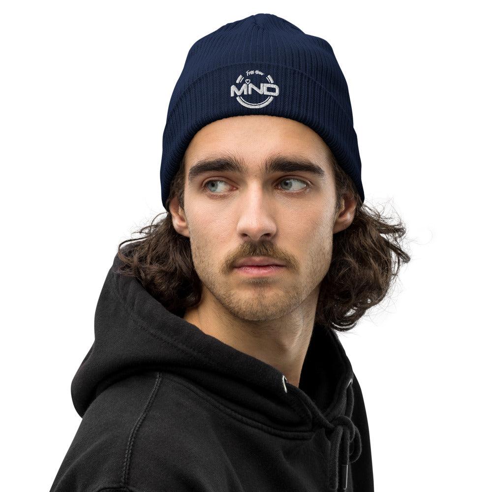 Organic ribbed free your mind beanie